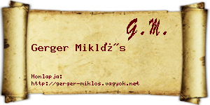 Gerger Miklós névjegykártya