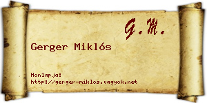 Gerger Miklós névjegykártya